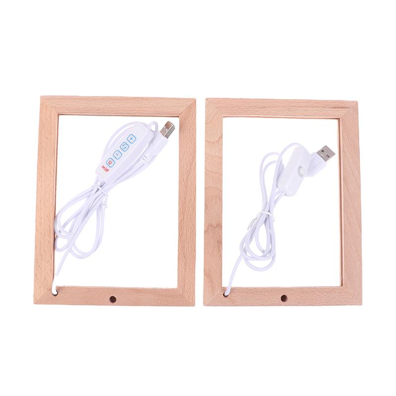 Светящаяся фоторамка, настольные фоторамки, светящийся держатель, простая 3D-светильник, декоративная светодиодная подсветка, деревянная USB-светодиодная фоторамка