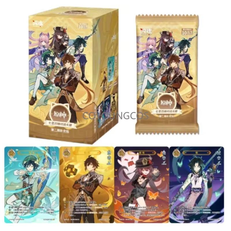 Official Genshin Impact Genius Invokation TCG Wave 2 Booster Pack Battle Card Gold Foil Laser Zhongli Venti Game