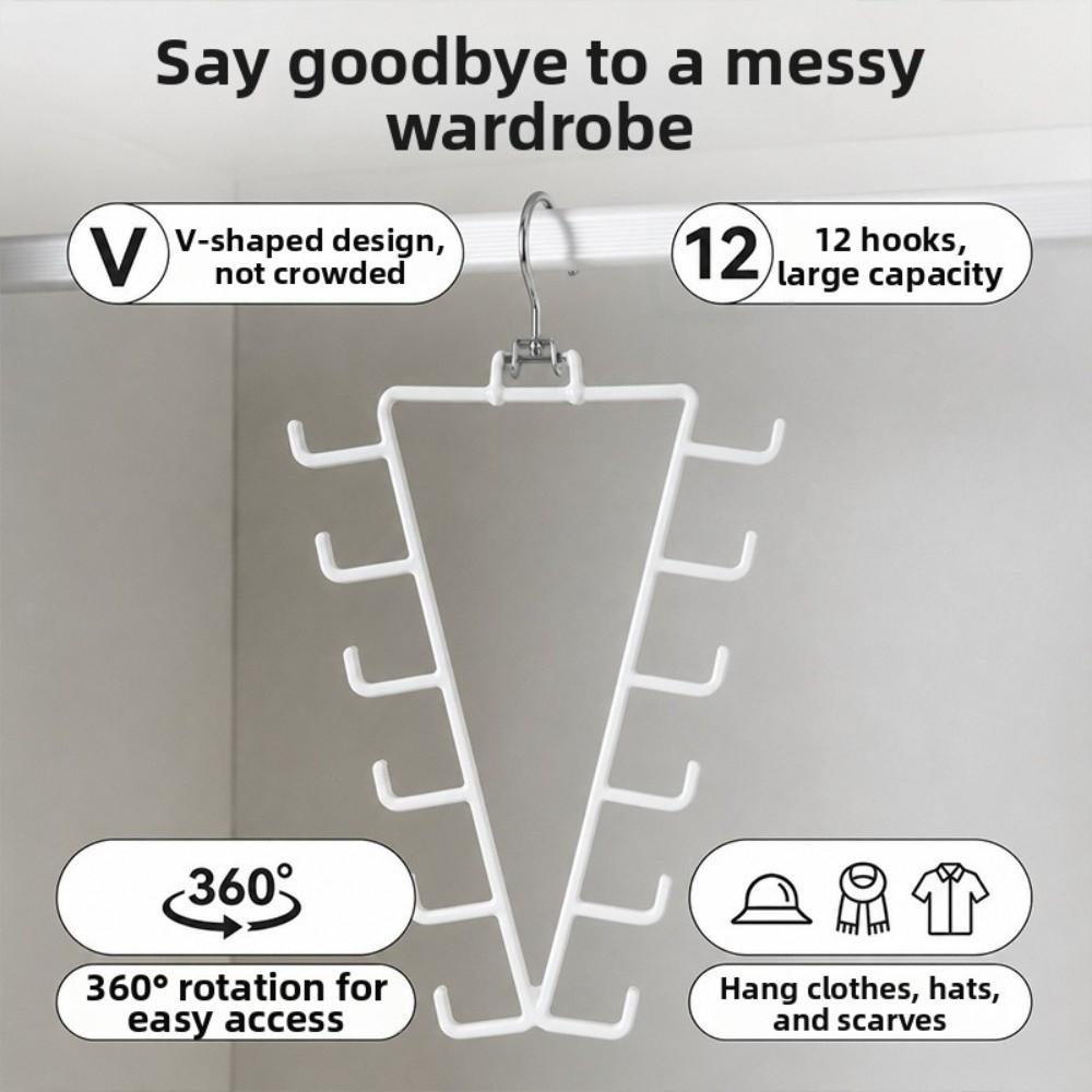 2Pcs Rotatable Double Sided Hanger 12 Hooks Laundry Hanger Metal V Shaped Hanger  Wardrobe