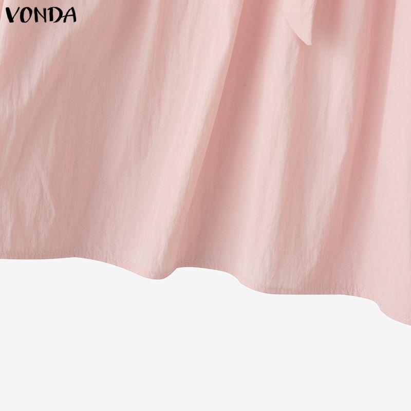 VONDA Элегантная женская блузка с бантом-галстуком, рюшами, свободного кроя, повседневная, с длинным рукавом