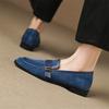 Fashion New Spring/autumn Sheep Suede Women Shoes Round Toe Loafers Shoes for Women Fashion Blue Women Pumps Versatile Low Heel Shoes