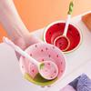 Lovely Strawberry Watermelon Shaped Bowl Spoon Ceramic Cereal Spoons Ramen Soup Spoons Fruit Pattern Serving Bowl Spoon