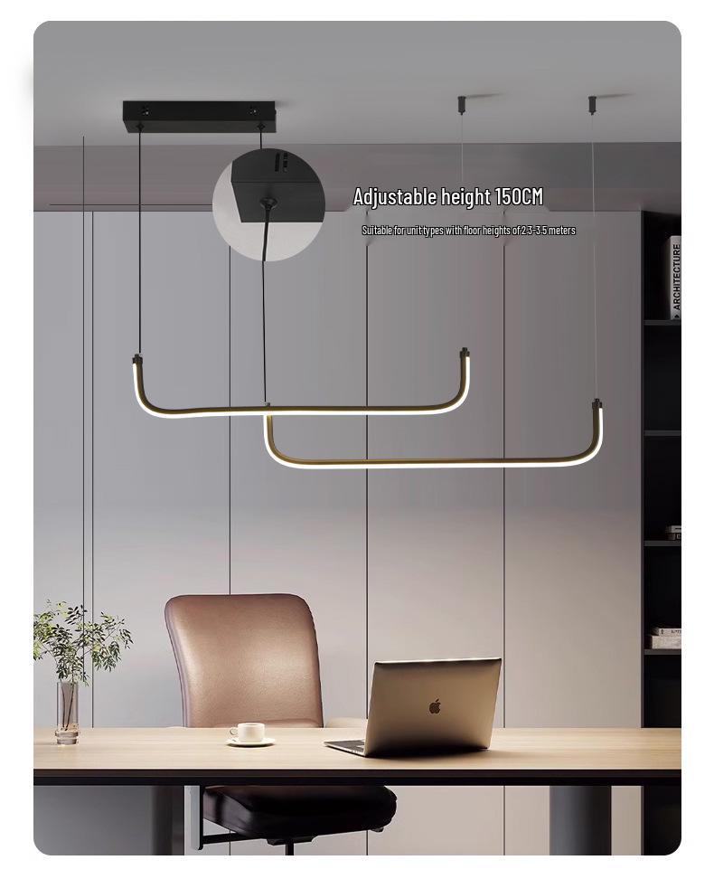 Минималистичная итальянская черная светодиодная люстра: Изящная длинная полоса для ресторана, бара, офиса