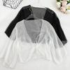 Women Sheer Chiffon Cardigan with Front-tie Transparent Loose Top Elegant Retro Style Shawl for Vacation Beach Daily Wear