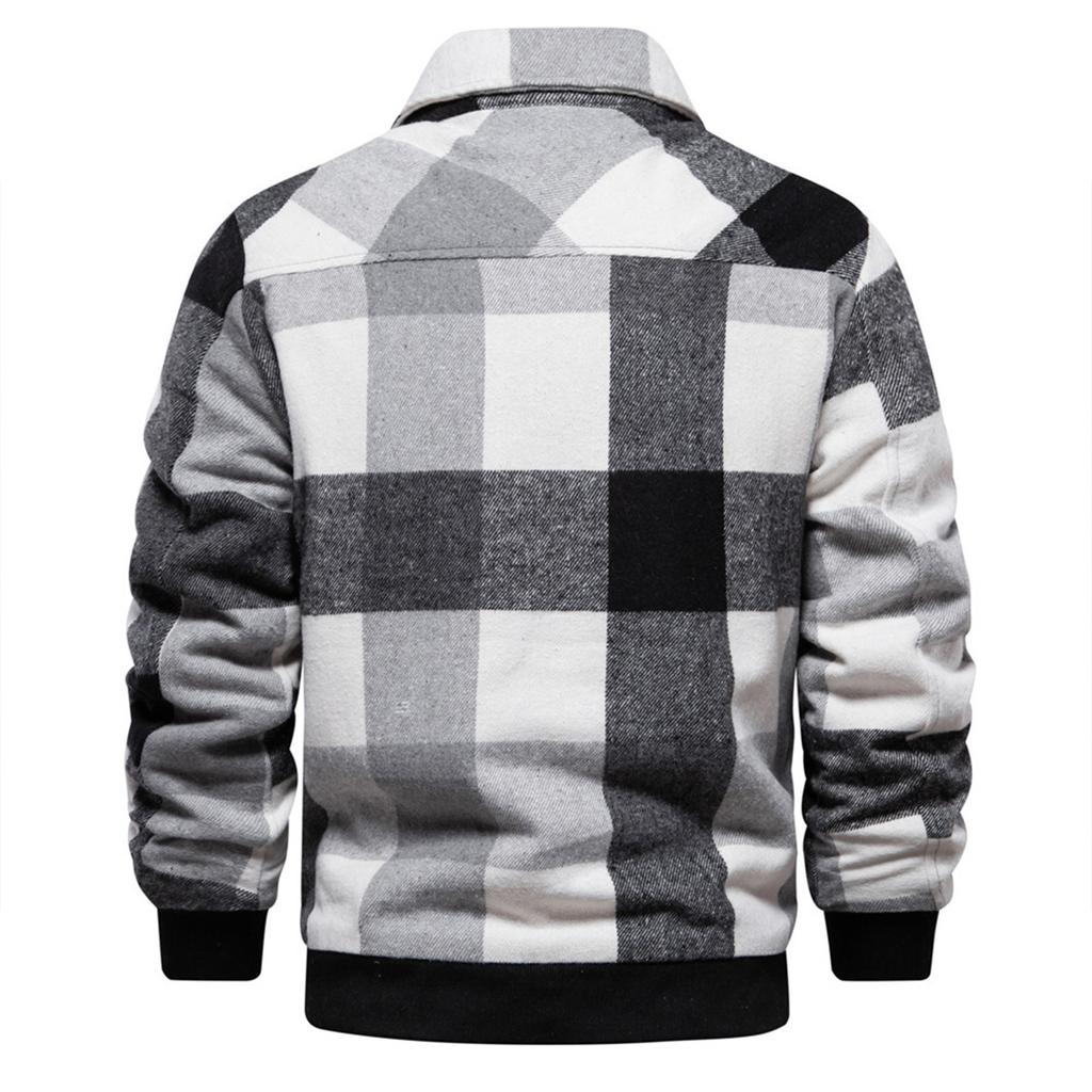 Men's Striped Plaid Casual Loose Button Lapel Long Sleeve Hooded Cardigan Shirt Jacket