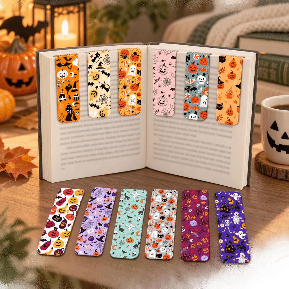 12pcs Foldable Design Magnetic Bookmarks Halloween Style Reading Mark Tools Holiday Gifts