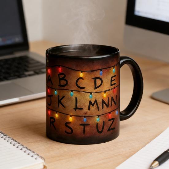 Керамическая кружка, меняющая цвет, 11 унций, термочувствительная кружка для кофе с дизайном рождественских огней, уникальный подарок для поклонников и любителей кофе