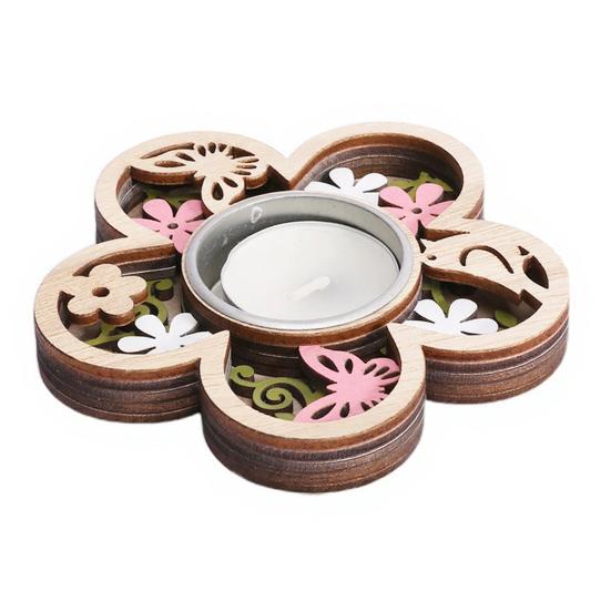 Деревянный подсвечник в форме сердца/бабочки/цветка, подсвечник для чайной свечи для свадеб, вечеринок, дней рождений, подружек невесты, детских праздников, стола