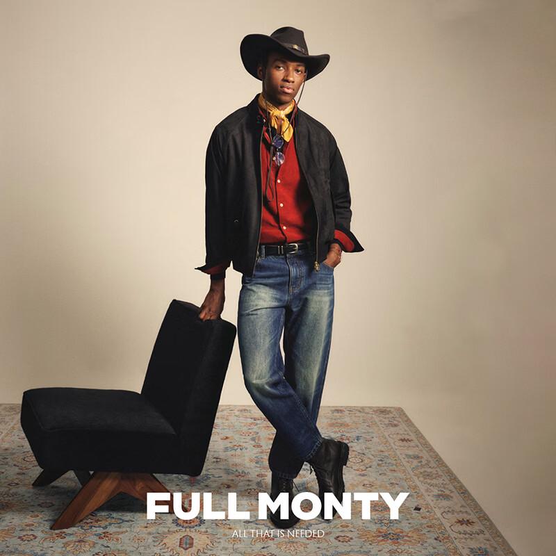 Джинсы Full Monty для мужчин, зауженные, с пятью карманами, из стираного денима