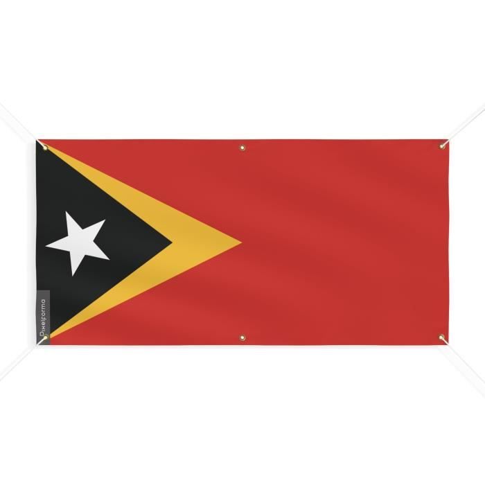 Bannière Drapeau du Timor oriental 6 Oeillets 190x380cm en polyester