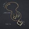 4pcs Gold-color Necklace Earrings Bracelet Set Women Fashion Vintage Design Peach Heart Combo Set