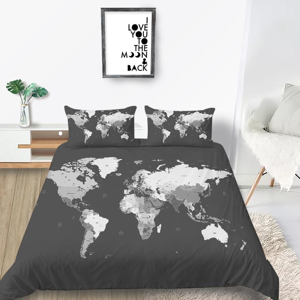 Новая мода Мода Стиль Duver Чехол Набор Уникальный Дизайн Пододеяльник Набор Мальчиков Подростков King Queen Size Роскошные Постельные Принадлежности Костюм Карта Постельные Наборы