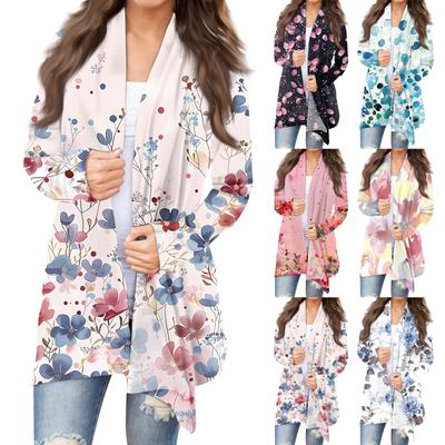 Женский кардиган с принтом ко Дню независимости и длинными рукавами спереди, легкая куртка с принтом