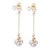 LOKUMI Made In 18K K18 Back Swing Nickel Cubic Earrings, Japan, Gold, Post, K18, Hypoallergenic, 2-Way, Pearl, Bijou, Catch, Earrings, Long, Women's,