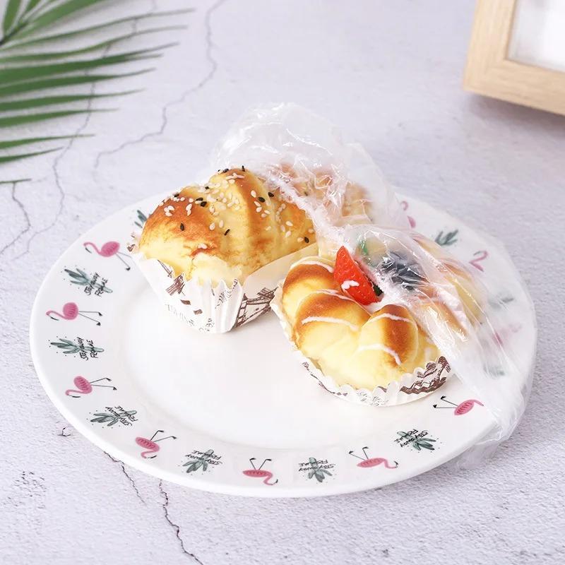 100Pcs Disposable Children Shower Cap For Hair Elastic Mesh Shape Plate Plastic Wrap Cover Food Grade Food Cover