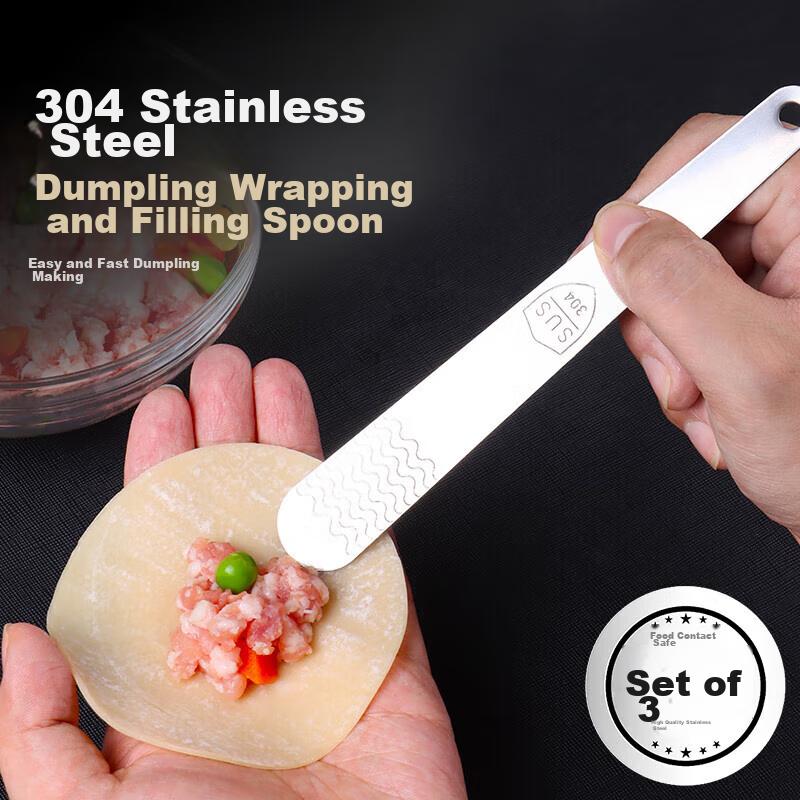 BJ 304 Stainless Steel Dumpling Filling Spoon, Dumpling Maker Tool, Wonton And Wokuei Filling Mixer Spoon, 3 Pieces
