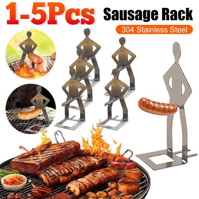 1-5 шт. Забавная стойка для сосисок Держатель для сосисок BBQ Стоящий человек Плиты Нержавеющая сталь 304 для кемпинга Барбекю на открытом воздухе Пикник BBQ