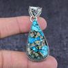 Пирит в бирюзовом драгоценном камне Подвеска ручной работы из серебра 925 пробы 2,36" A5f92