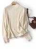 Women's Retro Half-High Neck Cable Knit Wool Sweater (BN629) - Autumn Winter Casual Knitwear