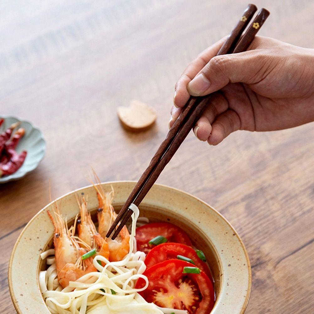 Japanese Non-Slip Reusable Elegant Rustic Wooden Chopsticks Kitchen Utensils Flatware Tableware