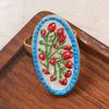 Ethnic Style Vintage Ring French Opening Ring Luxury Enamel Flower Ring  Fashion