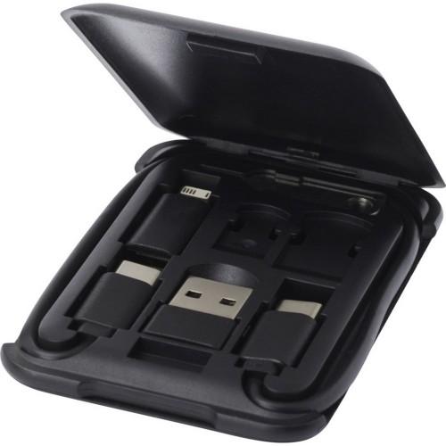 Модульный зарядный кабель Savvy из переработанного пластика с держателем для телефона