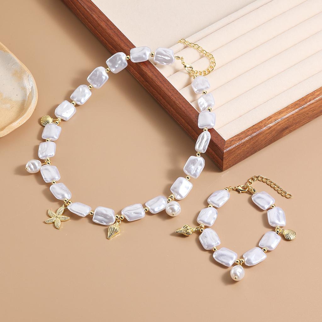 Винтажный комплект из жемчужин барокко особой формы, высококачественное ожерелье с безопасной пряжкой, браслет, комплект ювелирных изделий.