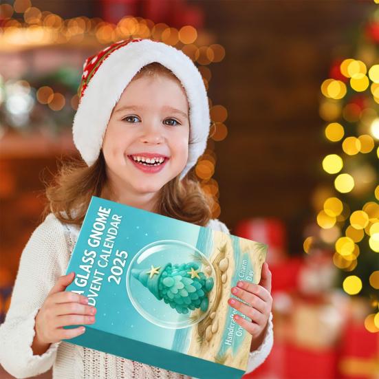 Коробка Адвент-календаря Гном из морского стекла 24 дня Календарь обратного отсчета до Рождества с 24 Морскими изделиями ручной работы