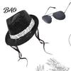 Glitter Sequin Hat Pop Rockstar Costume Set for Adults, Black Sequins Hat, Glasses, Gloves, Classic Design Microphone, Role Play Accessories