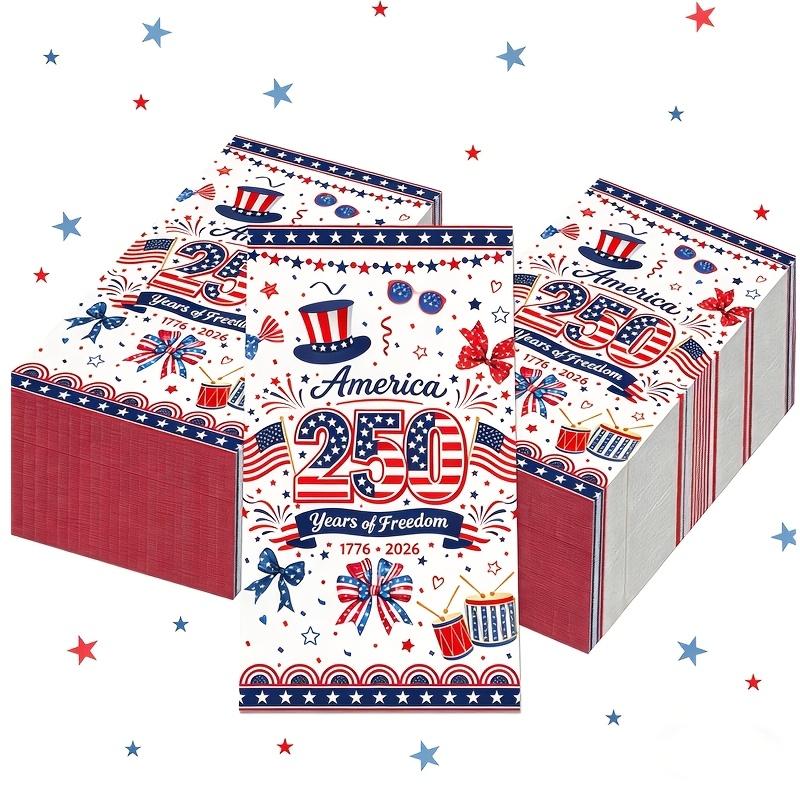 20/40Pcs 250th American Independence Napkins, Dinner Paper Dining Table Decor for Birthday Party United States Party Supplies