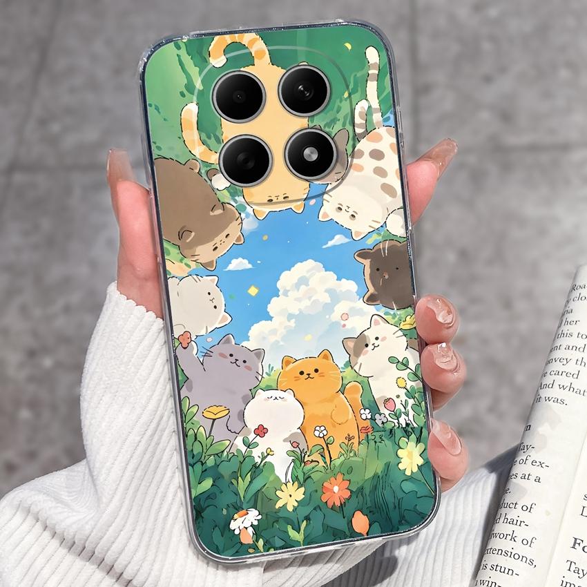 For Redmi Note 15 14 13 Pro Plus 5 5A 4 4X Phone Case Chinese Style Red-Crowned Crane Patterns Transparent TPU Shockproof Casing For Redmi Soft Covers