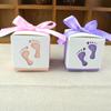 10pcs Ribbon Footprints Candy Box Cute Gift Packaging Box Baby Shower Favor Boxes  Baby Shower