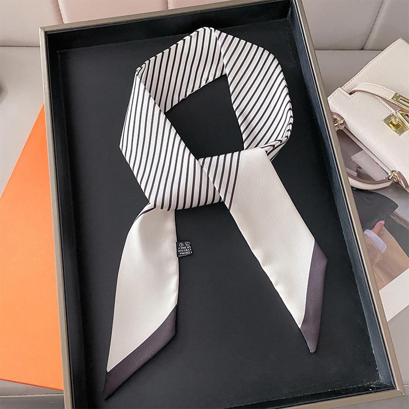 Fashion Skinny Silk Scarf for Women Fashion Hair Ribbons Headbands Bandana Female Bag Wrist Wrap Neckerchief Foulard Neck Ties