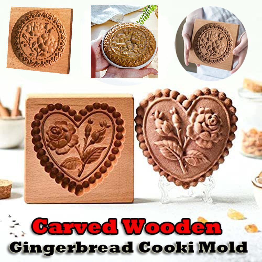 Raspberry Biscuit Fondant Carved Wooden Gingerbread Cookie Mold Shortbread Mold Cookie Cutter Molds