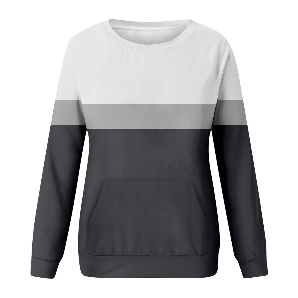 Женская модная повседневная блузка с длинным рукавом и круглым вырезом, цветной пуловер, топ, блузка