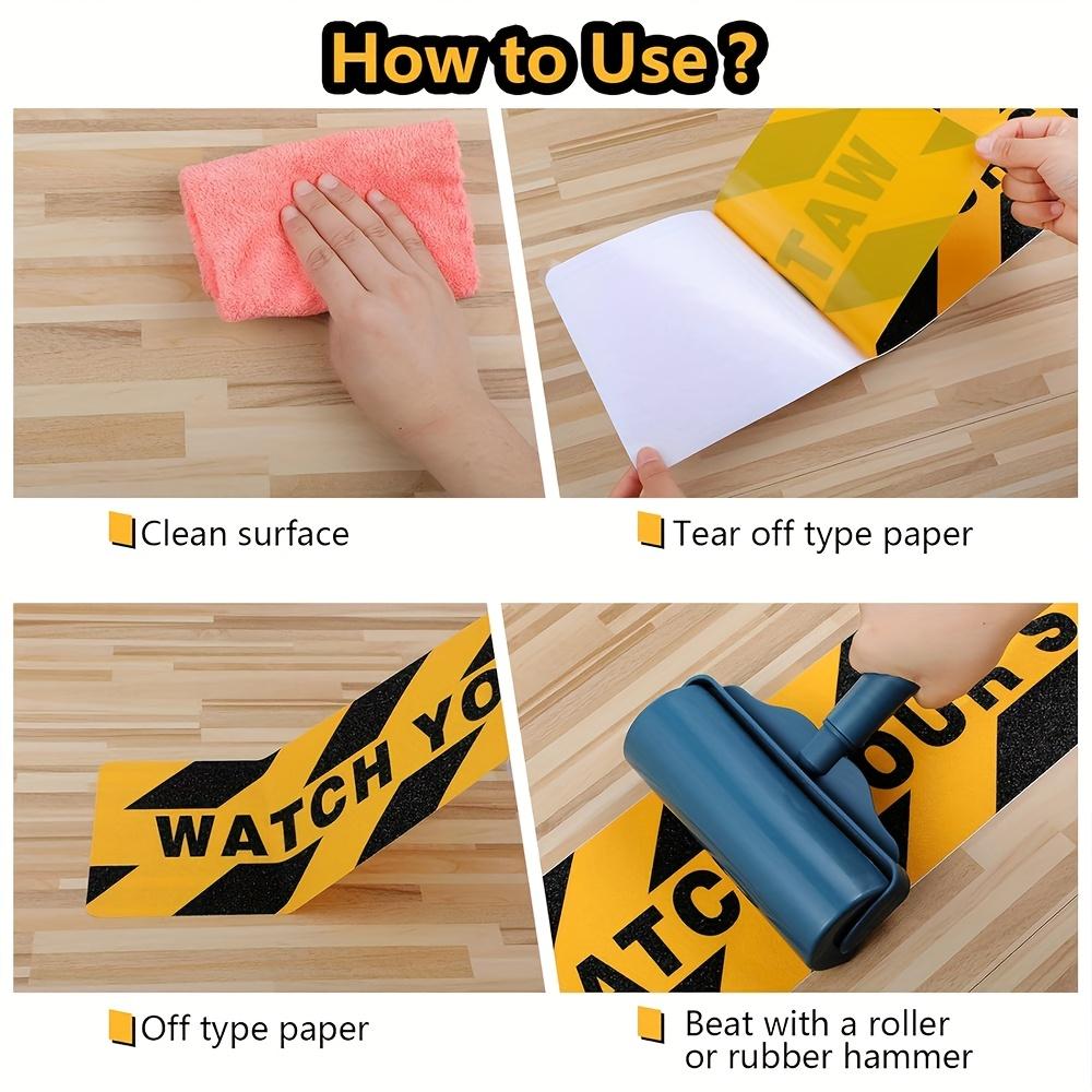 1PC Watch Your Step! Anti-slip Stair Warning Stickers - Yellow And Black Caution Marks, Home Safety Stickers | Warning Signs