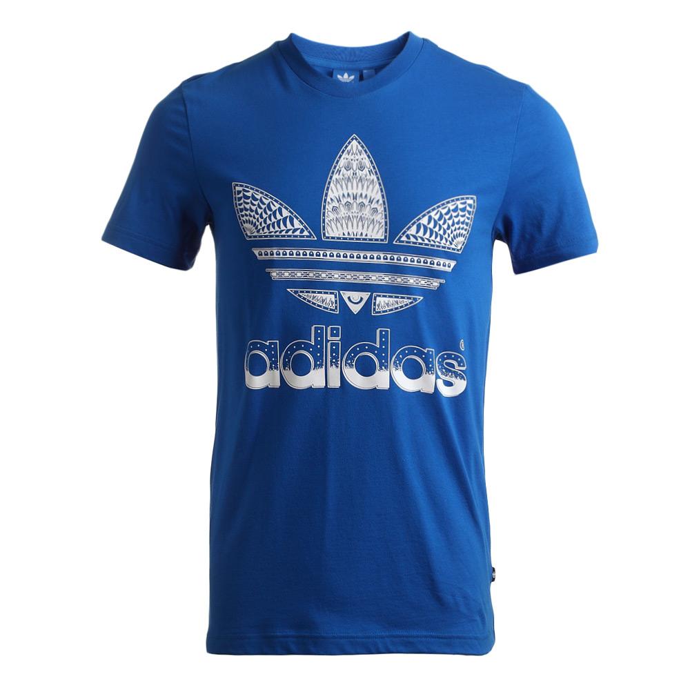 adidas Оригинальная футболка с логотипом, быстросохнущая, дышащая, удобная, с коротким рукавом, мужская, топы, синяя S19233