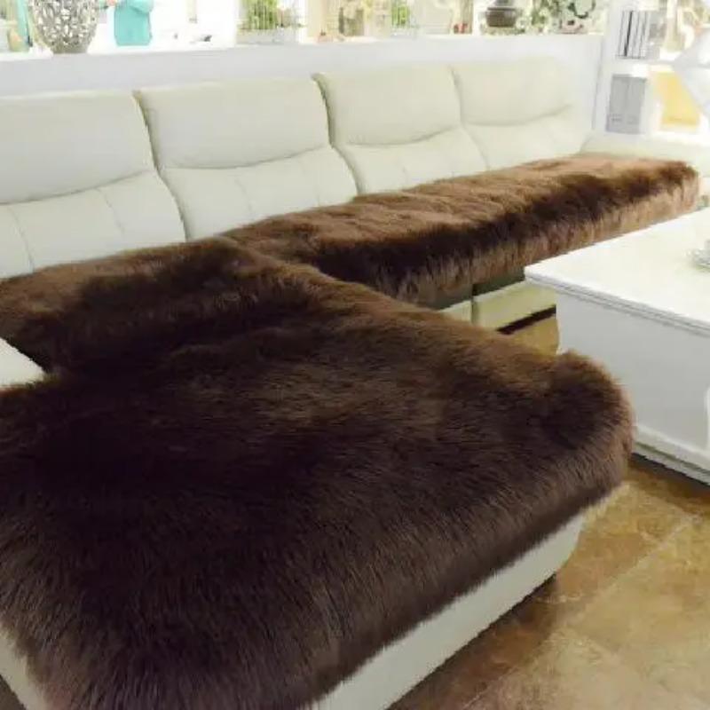 New Sofa Cover Full Cover Winter Imitation Wool Cushion Long Plush Window Thickened European Anti-skid Sofa Mat