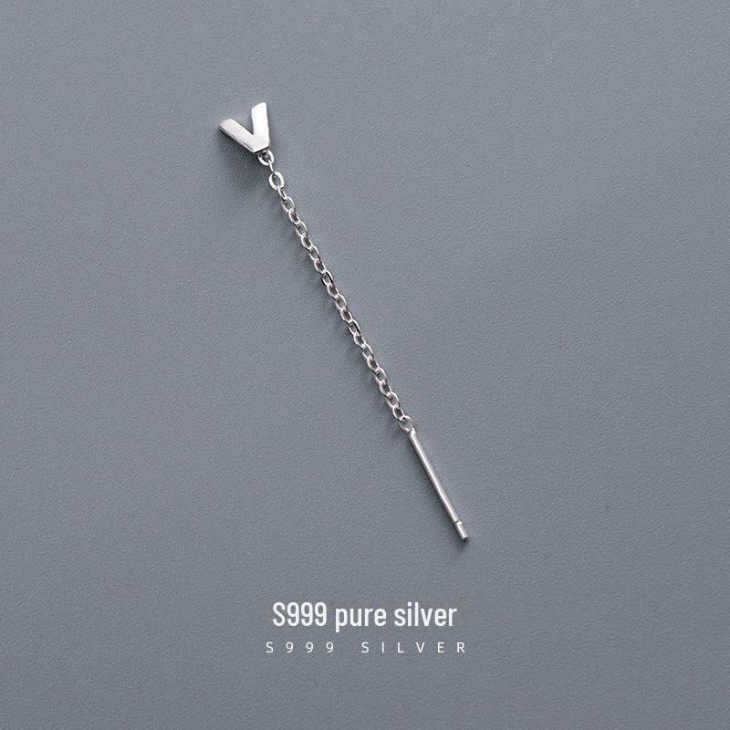 Серьги-буквы Banyan Tree S999 из стерлингового серебра для женщин — модный холодный стиль 2023 года