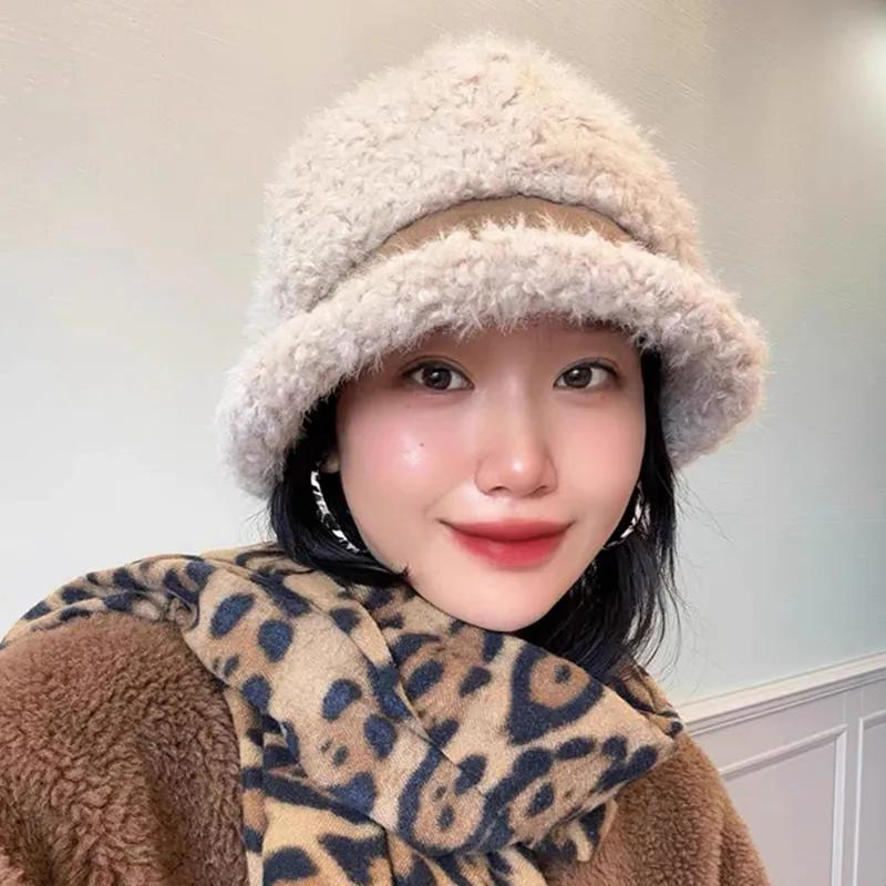 WTEMPO Windproof Cold-proof Belt Hats Women's Autumn Winter Casual Versatile Plush Hats Retro Elegant Warm Thickened Solid Color Hats