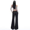 American style non-stick leg slightly pulled jeans women's autumn and winter new design double buckle loose and thin floor-mopping horn trousers