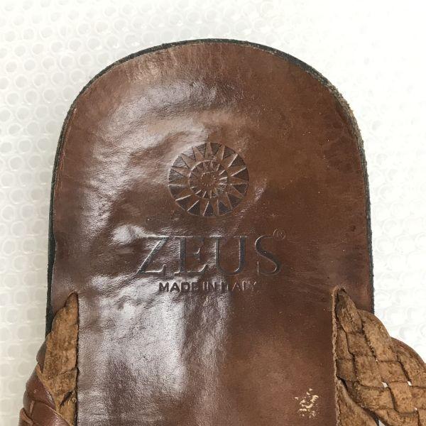ZEUS кожаные сандалии 41 25.5-26.5 коричневые плоская подошва Италия(ИСПОЛЬЗОВАЛ)