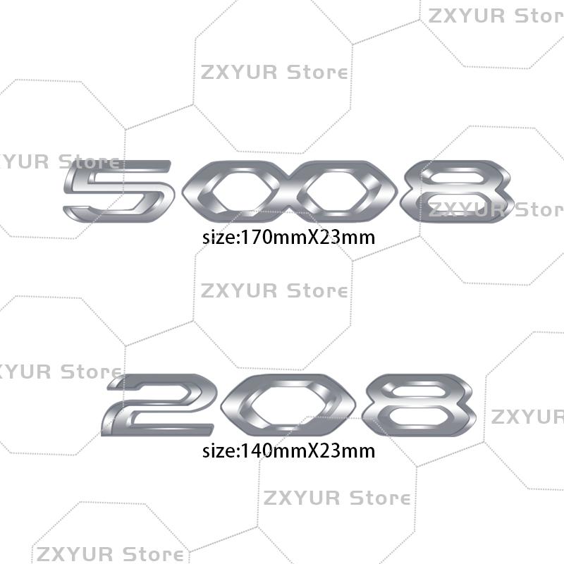 Metal For Peugeot 208 308 408 508 2008 3008 4008 5008 Chrome Silver Emblem Car Sticker Letter Decal Body Rear End Trunk Decor