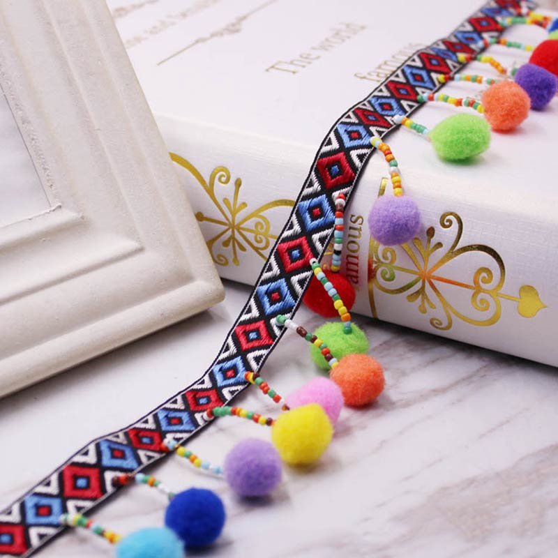 1/5/10Yards Pom Pom Trim Lace Fabric MINI Pearl Pompom Fringe Ribbon Sewing Lace Kintted Fabric Handmade DIY Craft Accessories