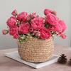 1pcs/30cm Rose Pink Silk Bouquet Peony Artificial Flower 5 Big Head 4 Small Bud Bride Wedding Home Decoration