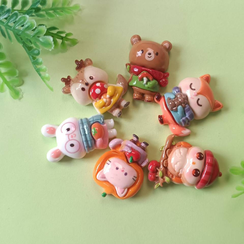 Mini Resin Animals Animal Keychains Resin Cabochons Flatback Charm for Embellishments Flat Back Scrapbooking Decor
