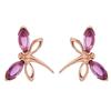 [R5444] - Artisanal Silver Earrings 'Meghan' Pink Amethyst (dragonfly) - 20x15mm