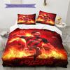 Volcano Football Player Flame Red Poster Print 3 Pieces Duvet Cover Set Soccer Star Bedding Bedroom Home Decor Without Pillow Core Comforter