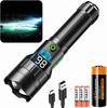 Aicdas Powerful LED 6 Dimming Focus Handheld IP67 5000mAh 26650 Aluminum Alloy Perfect for Outdoor Disaster Power and Nighttime Portable Flashlight,