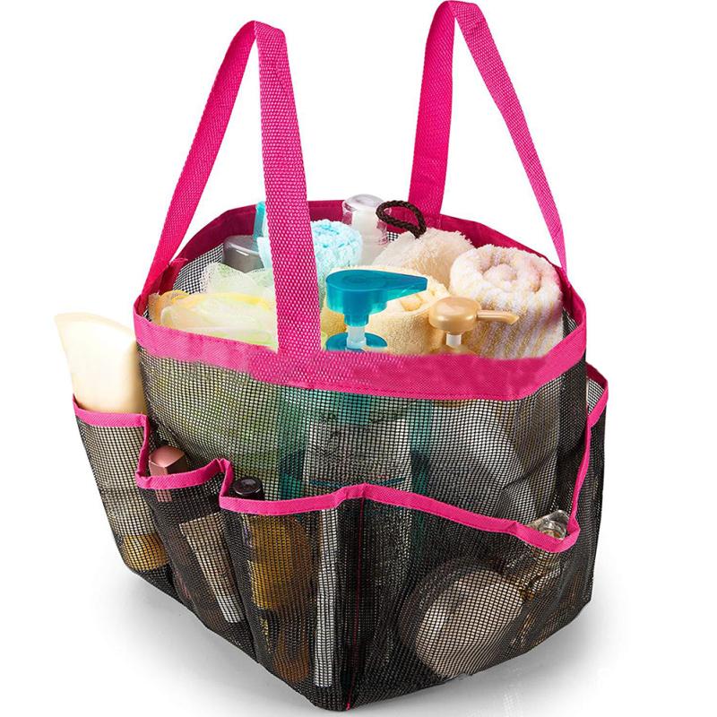 Подвесная сетчатая душевая кабина, переносная сумка-тоут для душа с 8 карманами, большая вместимость, быстросохнущий душ